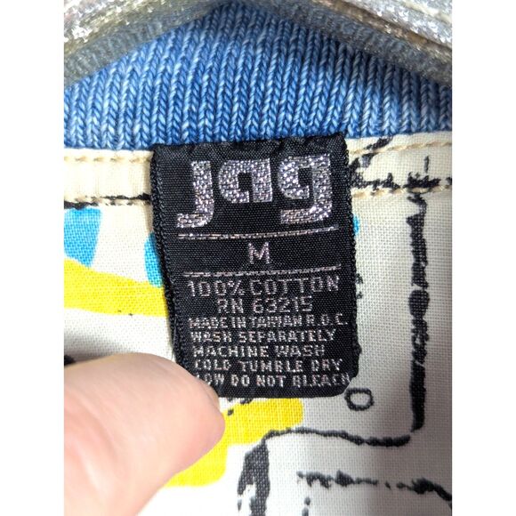 JAG Vintage 80s Distressed Grungy Punk Pop Graphic Denim Bomber Jacket Medium - Picture 6 of 14